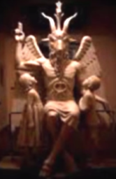 Il Bafometto satanico nel mentre solve e coagula il sacrificio dei bambini innocenti